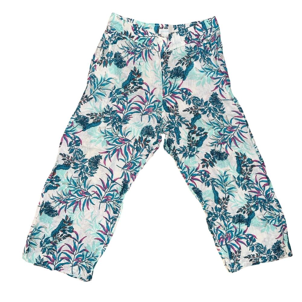 Cynthia Rowley 100% Linen Tropical Leaf Print Pants - XL